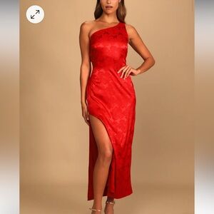 Lulus one-shoulder Red dress
